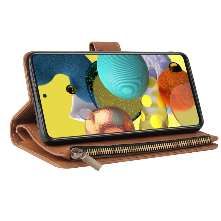 For Samsung Galaxy A52 5G Multifunctional Frosted Zipper Wallet Leather Phone Case