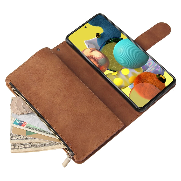 For Samsung Galaxy A52 5G Multifunctional Frosted Zipper Wallet Leather Phone Case