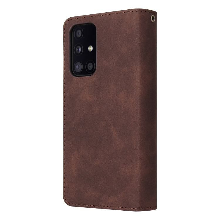 For Samsung Galaxy A52 5G Multifunctional Frosted Zipper Wallet Leather Phone Case