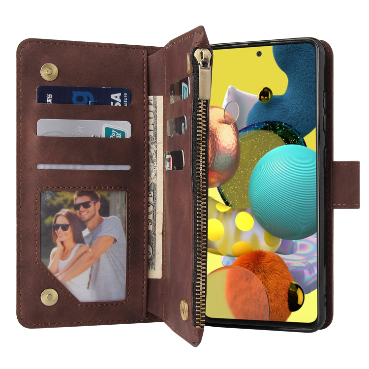 For Samsung Galaxy A52 5G Multifunctional Frosted Zipper Wallet Leather Phone Case