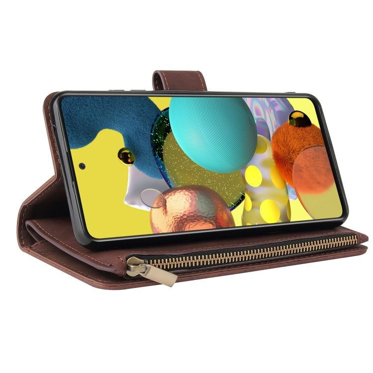 For Samsung Galaxy A52 5G Multifunctional Frosted Zipper Wallet Leather Phone Case