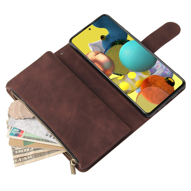 For Samsung Galaxy A52 5G Multifunctional Frosted Zipper Wallet Leather Phone Case
