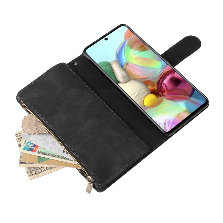 For Samsung Galaxy A72 5G Multifunctional Frosted Zipper Wallet Leather Phone Case