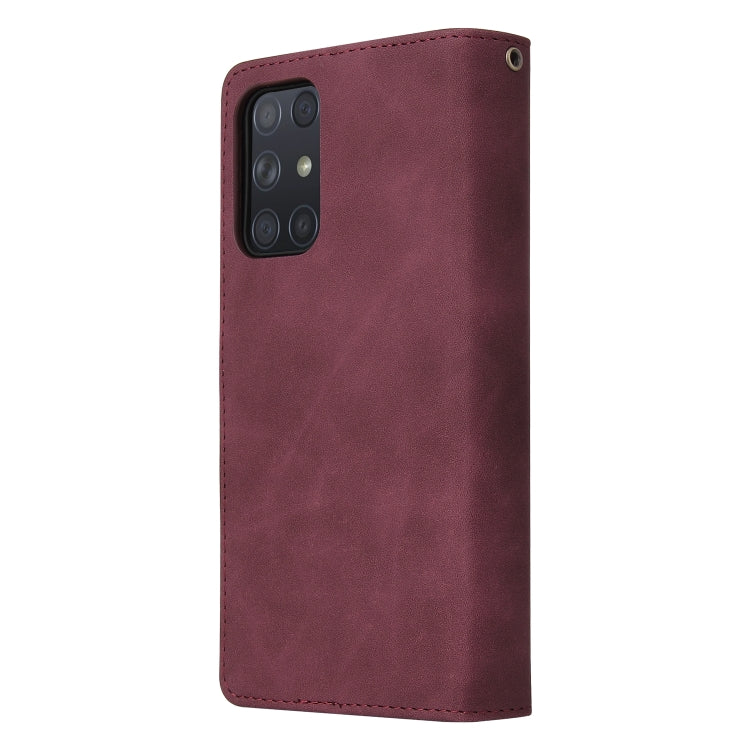For Samsung Galaxy A72 5G Multifunctional Frosted Zipper Wallet Leather Phone Case