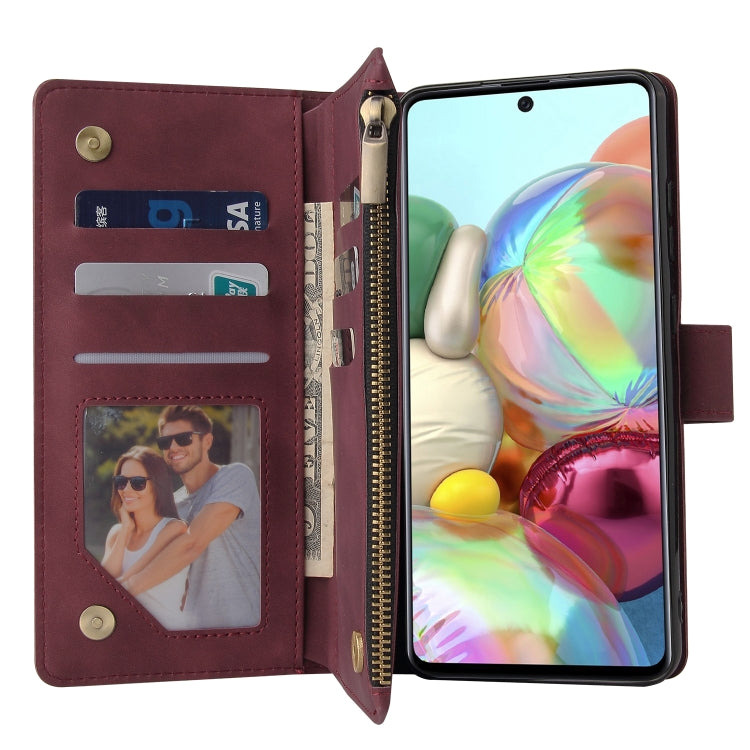 For Samsung Galaxy A72 5G Multifunctional Frosted Zipper Wallet Leather Phone Case