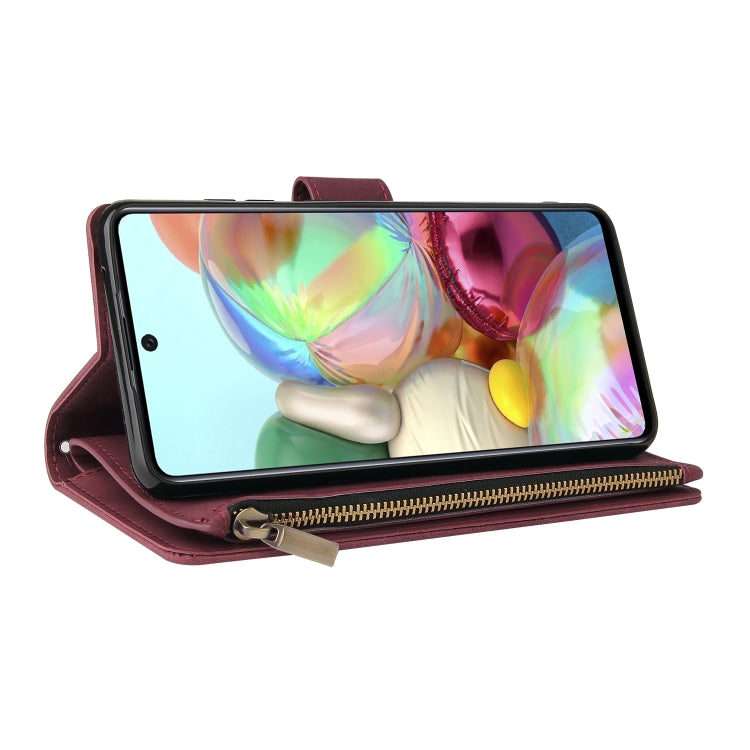 For Samsung Galaxy A72 5G Multifunctional Frosted Zipper Wallet Leather Phone Case