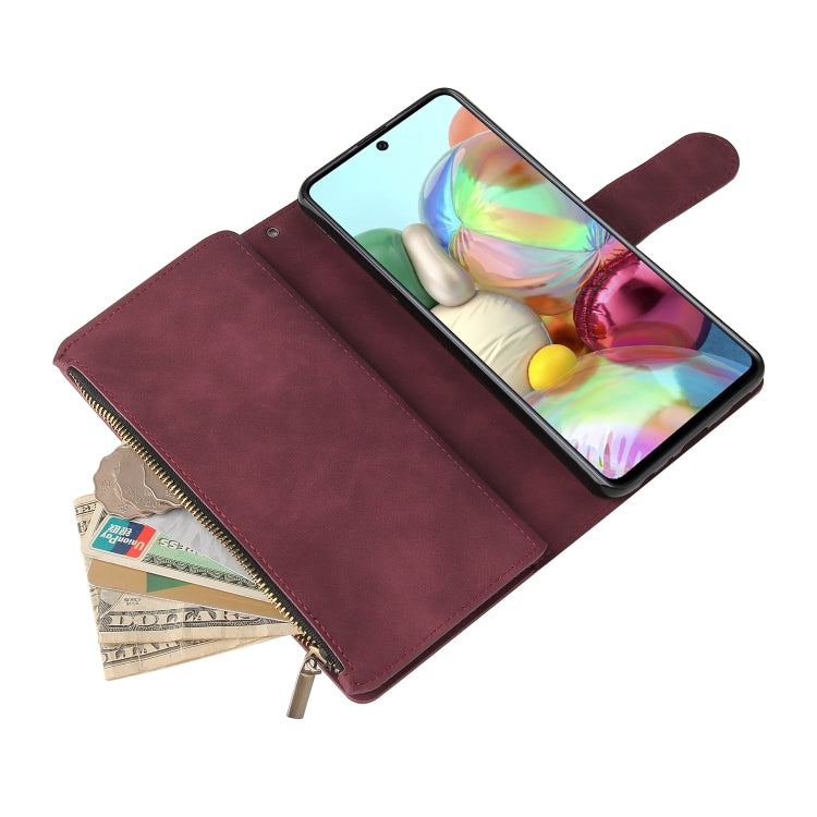 For Samsung Galaxy A72 5G Multifunctional Frosted Zipper Wallet Leather Phone Case