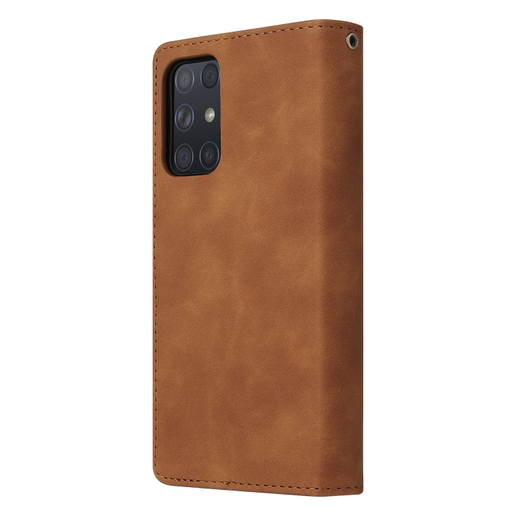 For Samsung Galaxy A72 5G Multifunctional Frosted Zipper Wallet Leather Phone Case