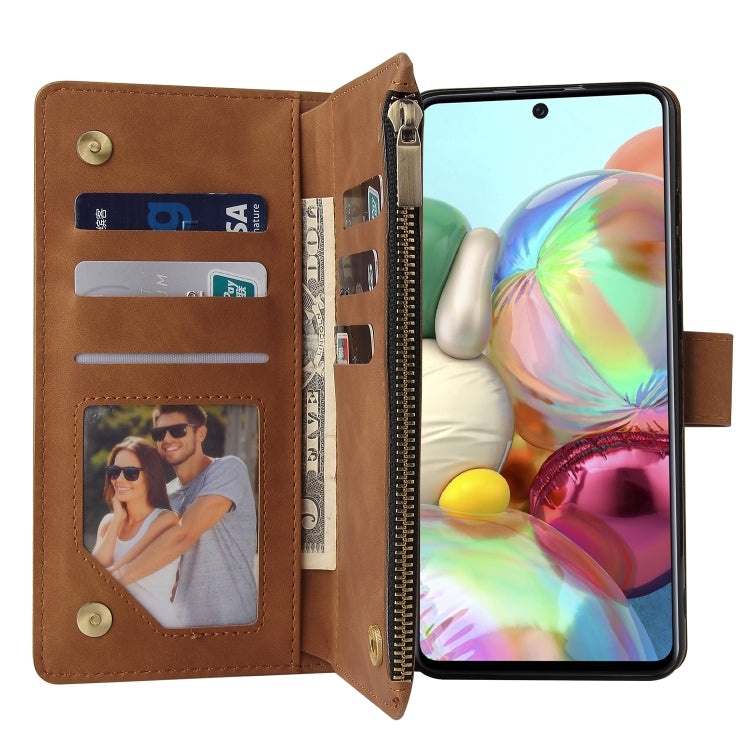 For Samsung Galaxy A72 5G Multifunctional Frosted Zipper Wallet Leather Phone Case