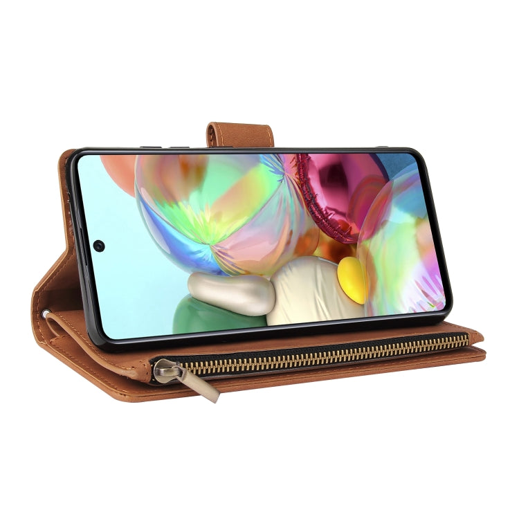For Samsung Galaxy A72 5G Multifunctional Frosted Zipper Wallet Leather Phone Case