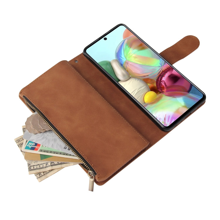 For Samsung Galaxy A72 5G Multifunctional Frosted Zipper Wallet Leather Phone Case