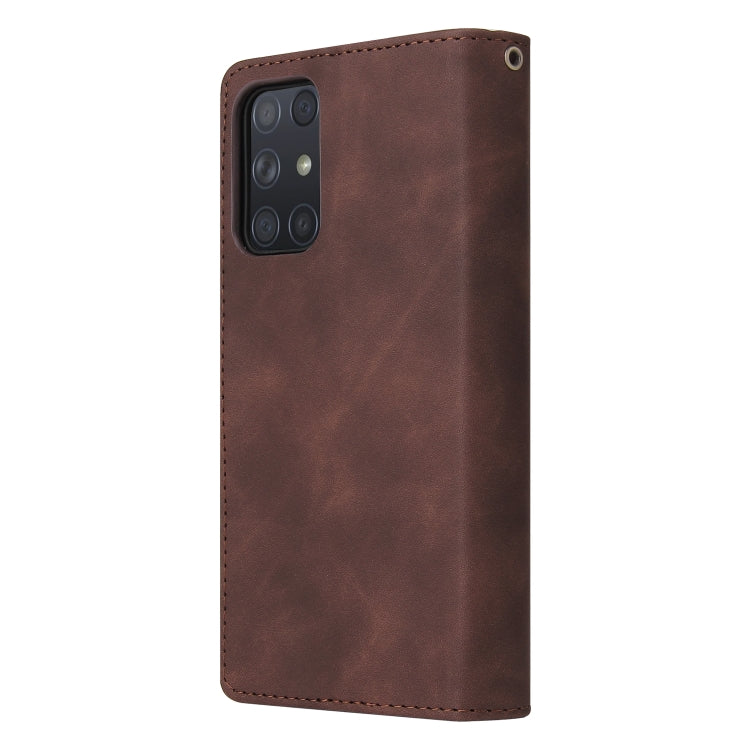 For Samsung Galaxy A72 5G Multifunctional Frosted Zipper Wallet Leather Phone Case