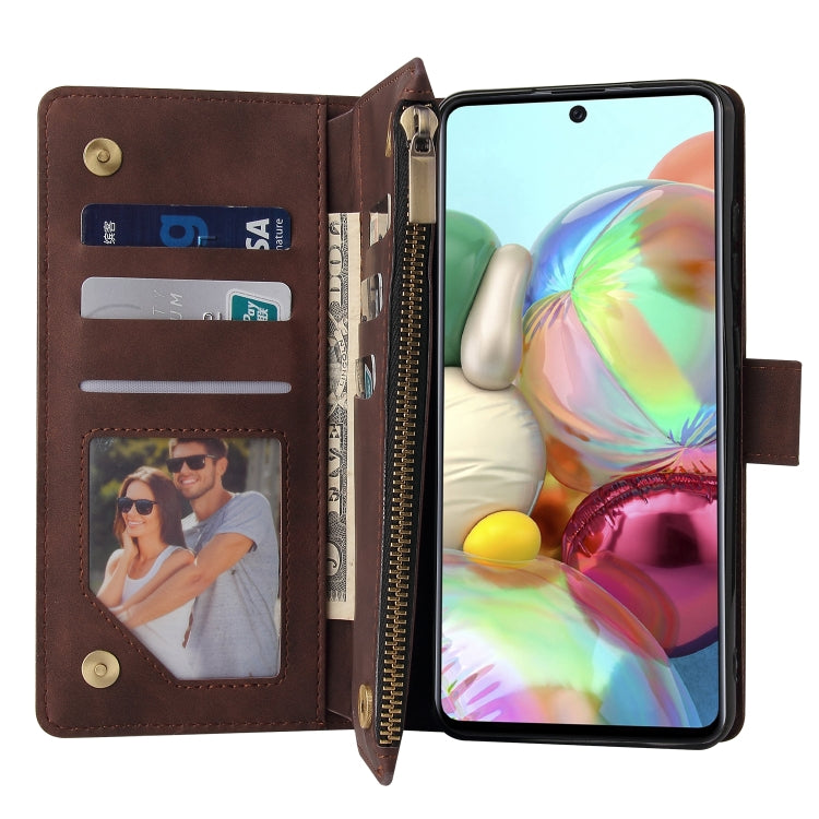 For Samsung Galaxy A72 5G Multifunctional Frosted Zipper Wallet Leather Phone Case