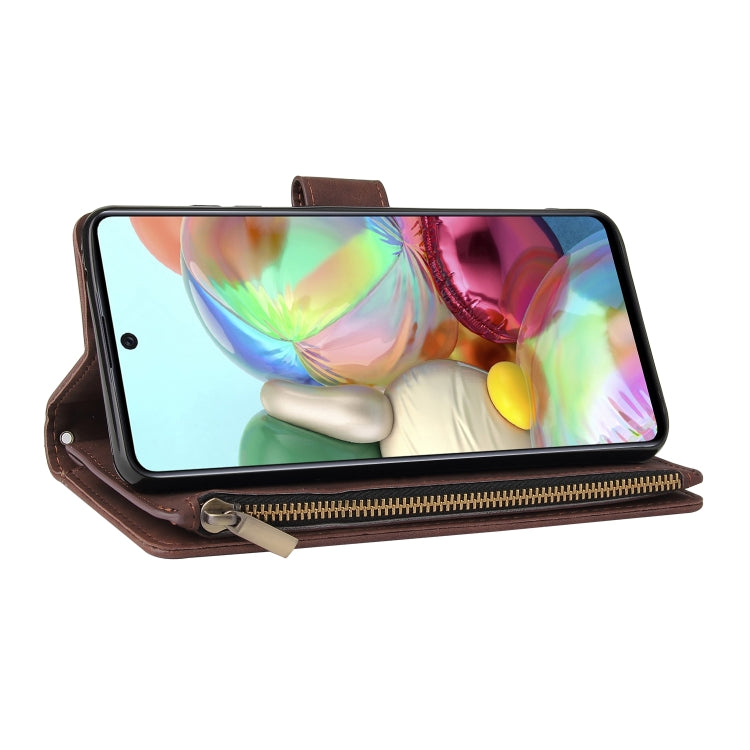 For Samsung Galaxy A72 5G Multifunctional Frosted Zipper Wallet Leather Phone Case