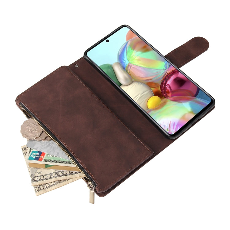 For Samsung Galaxy A72 5G Multifunctional Frosted Zipper Wallet Leather Phone Case