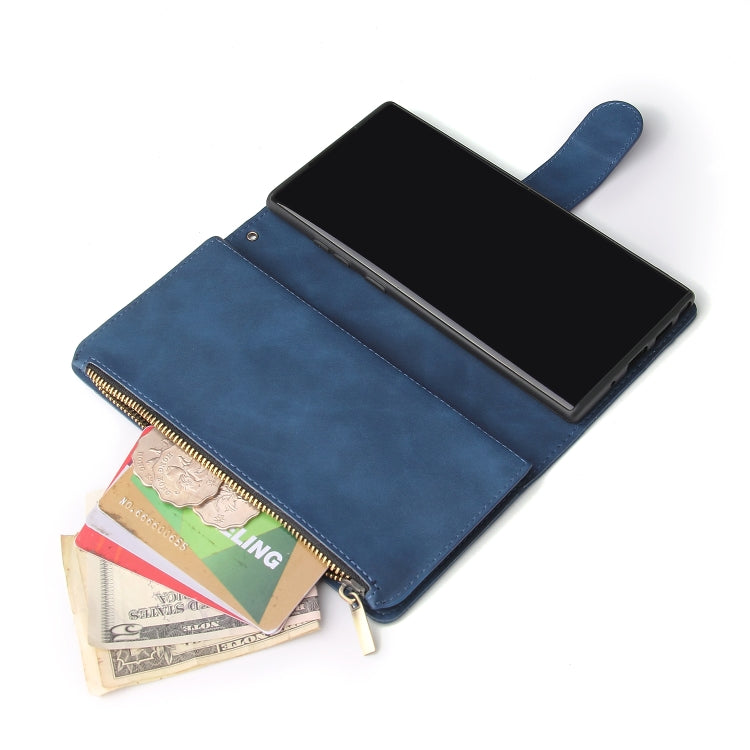 For Samsung Galaxy Note10+ Multifunctional Frosted Zipper Wallet Leather Phone Case