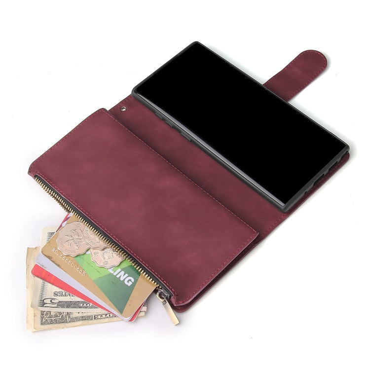 For Samsung Galaxy Note10+ Multifunctional Frosted Zipper Wallet Leather Phone Case