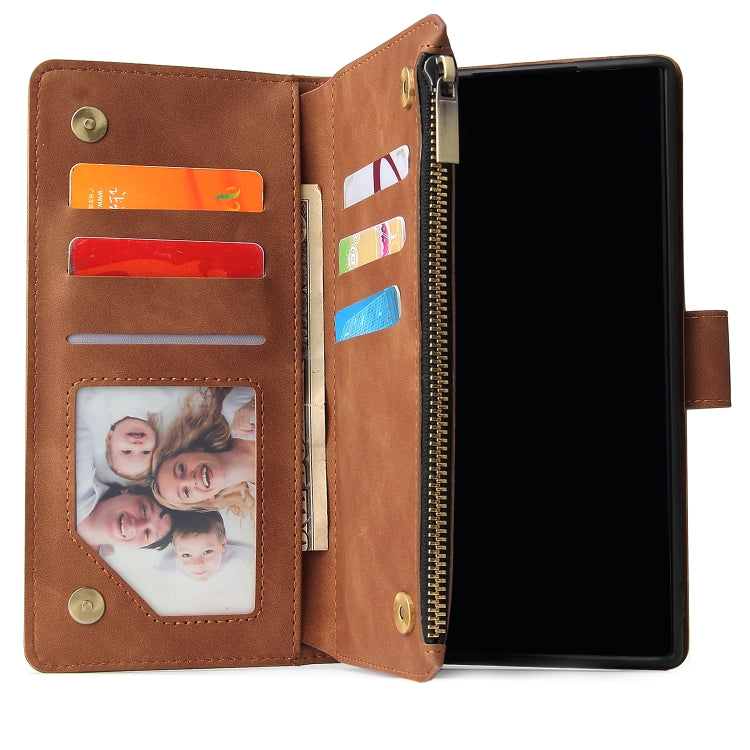 For Samsung Galaxy Note10+ Multifunctional Frosted Zipper Wallet Leather Phone Case