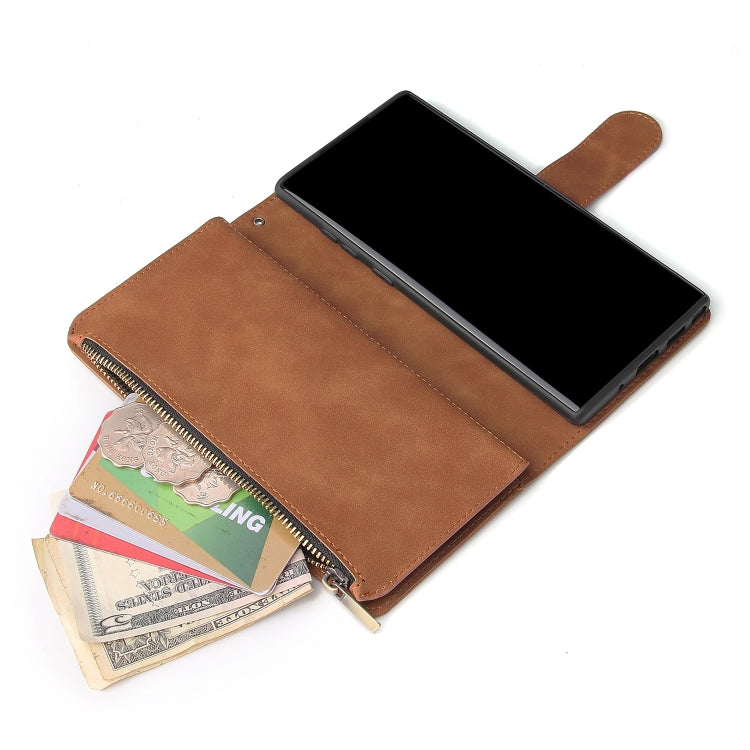 For Samsung Galaxy Note10+ Multifunctional Frosted Zipper Wallet Leather Phone Case