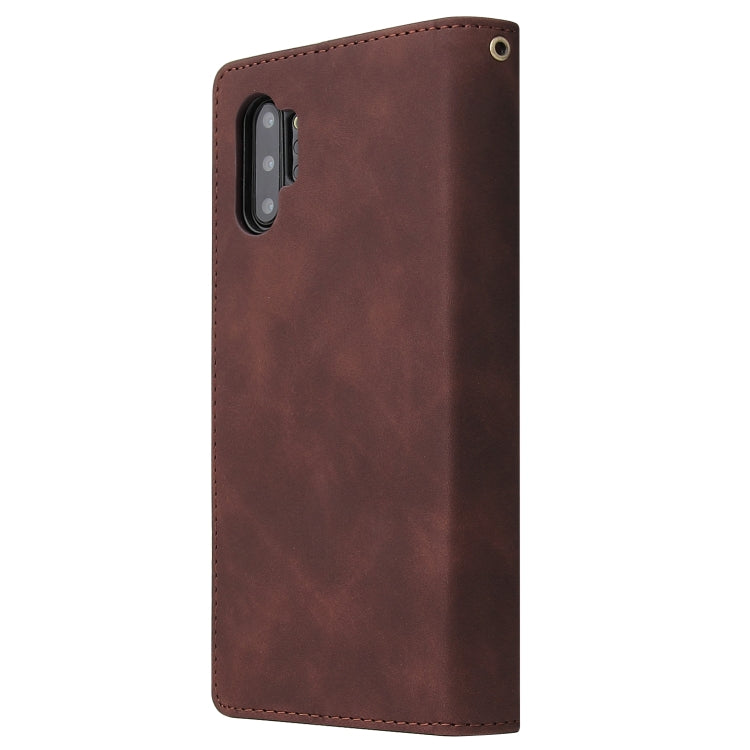 For Samsung Galaxy Note10+ Multifunctional Frosted Zipper Wallet Leather Phone Case