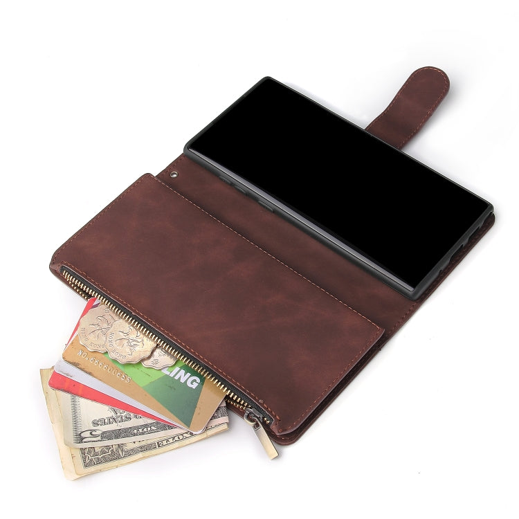 For Samsung Galaxy Note10+ Multifunctional Frosted Zipper Wallet Leather Phone Case