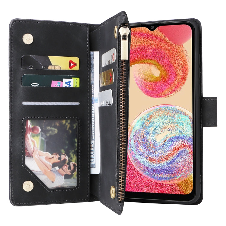 For Samsung Galaxy A04e Multifunctional Frosted Zipper Wallet Leather Phone Case