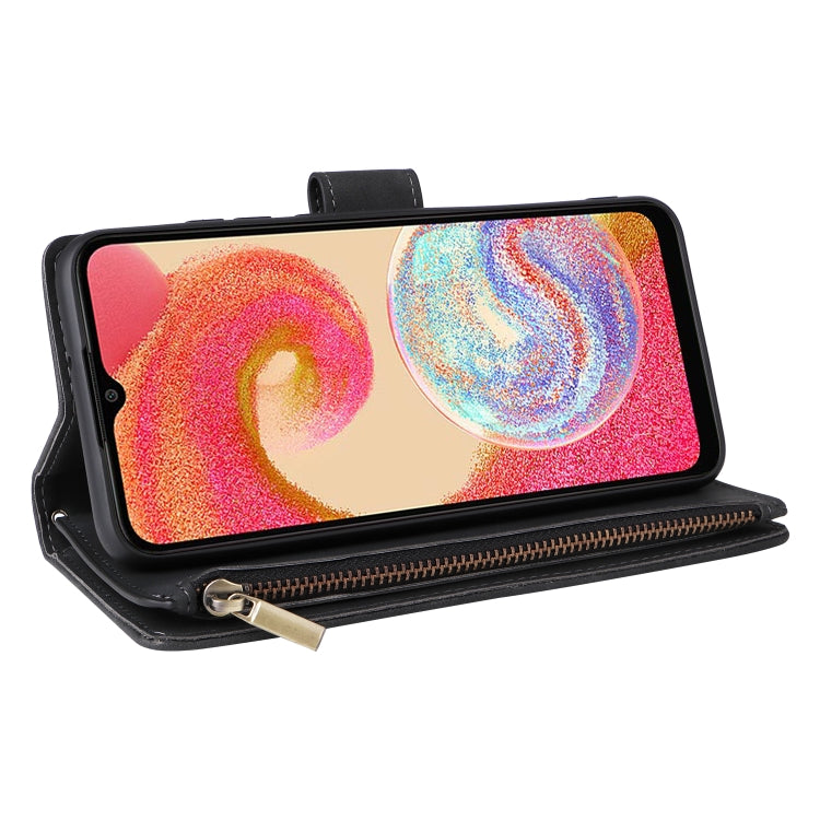 For Samsung Galaxy A04e Multifunctional Frosted Zipper Wallet Leather Phone Case