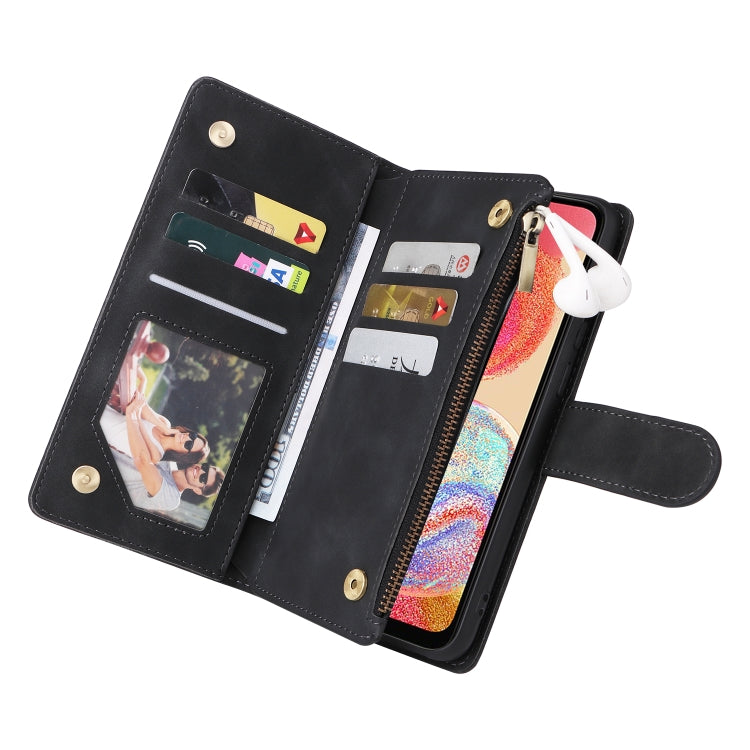 For Samsung Galaxy A04e Multifunctional Frosted Zipper Wallet Leather Phone Case