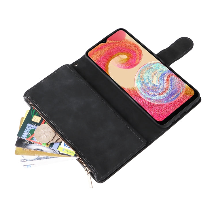 For Samsung Galaxy A04e Multifunctional Frosted Zipper Wallet Leather Phone Case