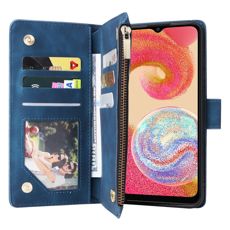 For Samsung Galaxy A04e Multifunctional Frosted Zipper Wallet Leather Phone Case