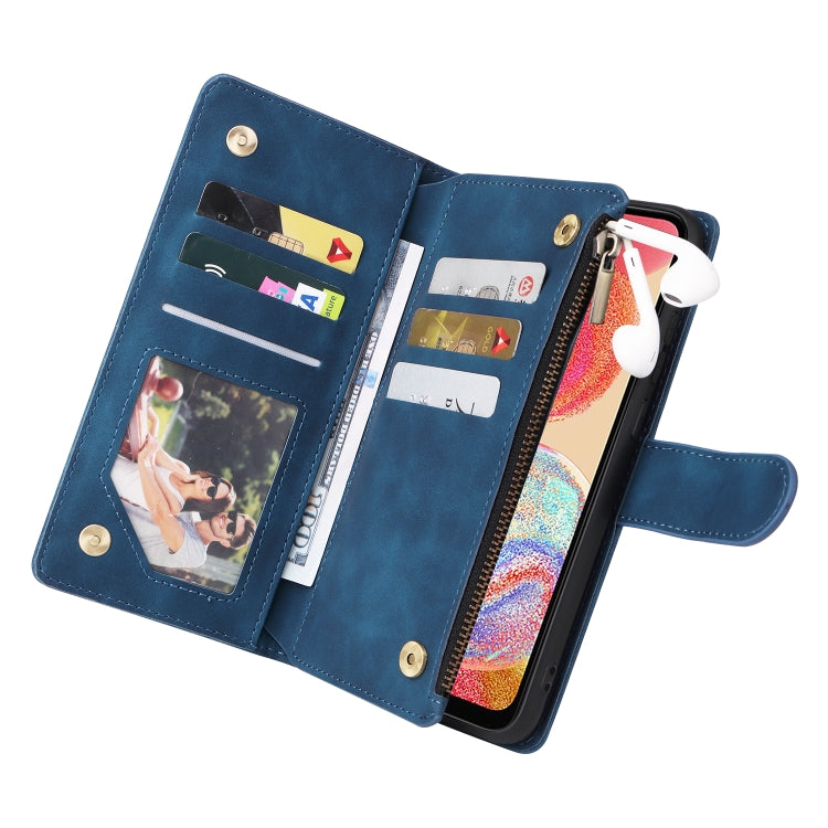 For Samsung Galaxy A04e Multifunctional Frosted Zipper Wallet Leather Phone Case