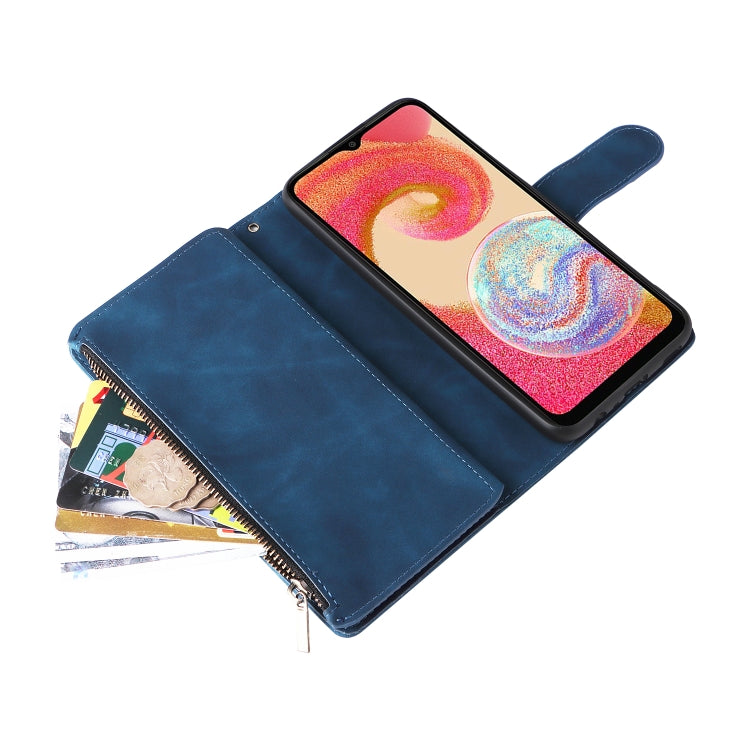For Samsung Galaxy A04e Multifunctional Frosted Zipper Wallet Leather Phone Case