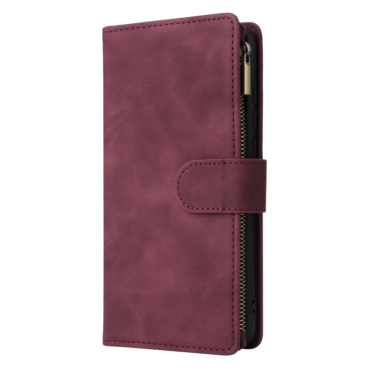 For Samsung Galaxy A04e Multifunctional Frosted Zipper Wallet Leather Phone Case