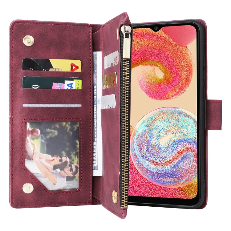 For Samsung Galaxy A04e Multifunctional Frosted Zipper Wallet Leather Phone Case