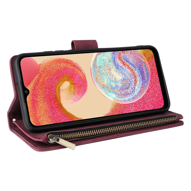 For Samsung Galaxy A04e Multifunctional Frosted Zipper Wallet Leather Phone Case