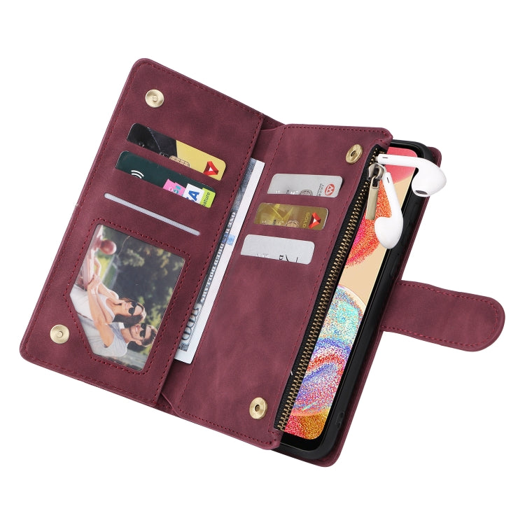 For Samsung Galaxy A04e Multifunctional Frosted Zipper Wallet Leather Phone Case