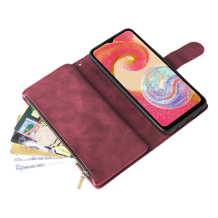 For Samsung Galaxy A04e Multifunctional Frosted Zipper Wallet Leather Phone Case