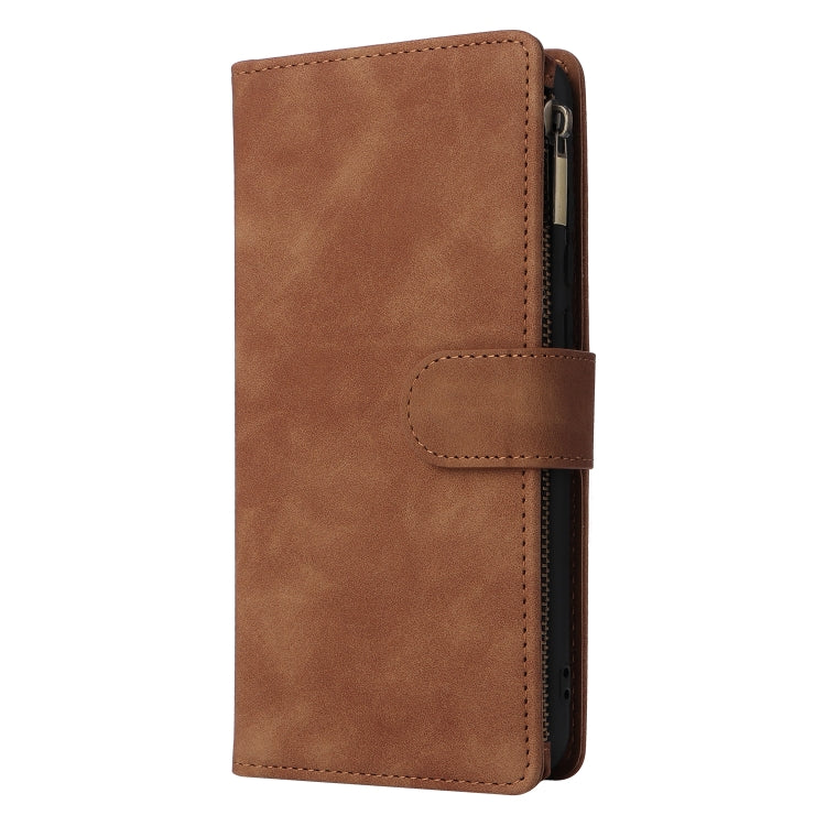 For Samsung Galaxy A04e Multifunctional Frosted Zipper Wallet Leather Phone Case