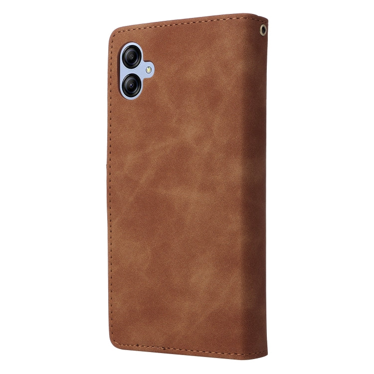 For Samsung Galaxy A04e Multifunctional Frosted Zipper Wallet Leather Phone Case
