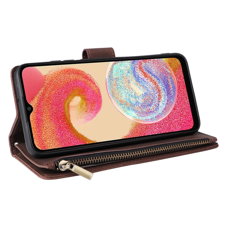 For Samsung Galaxy A04e Multifunctional Frosted Zipper Wallet Leather Phone Case