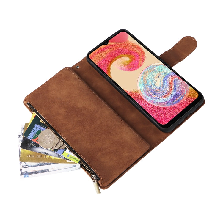 For Samsung Galaxy A04e Multifunctional Frosted Zipper Wallet Leather Phone Case