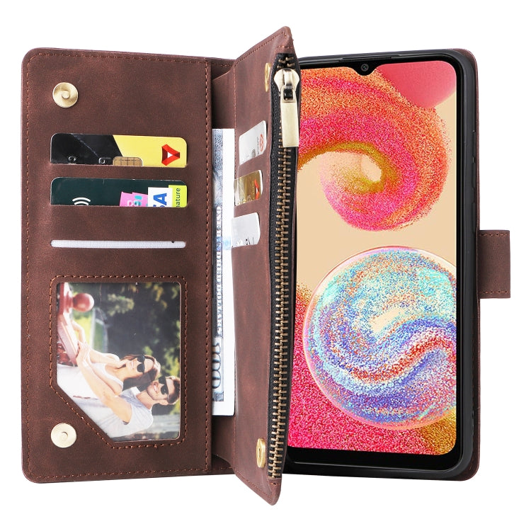 For Samsung Galaxy A04e Multifunctional Frosted Zipper Wallet Leather Phone Case