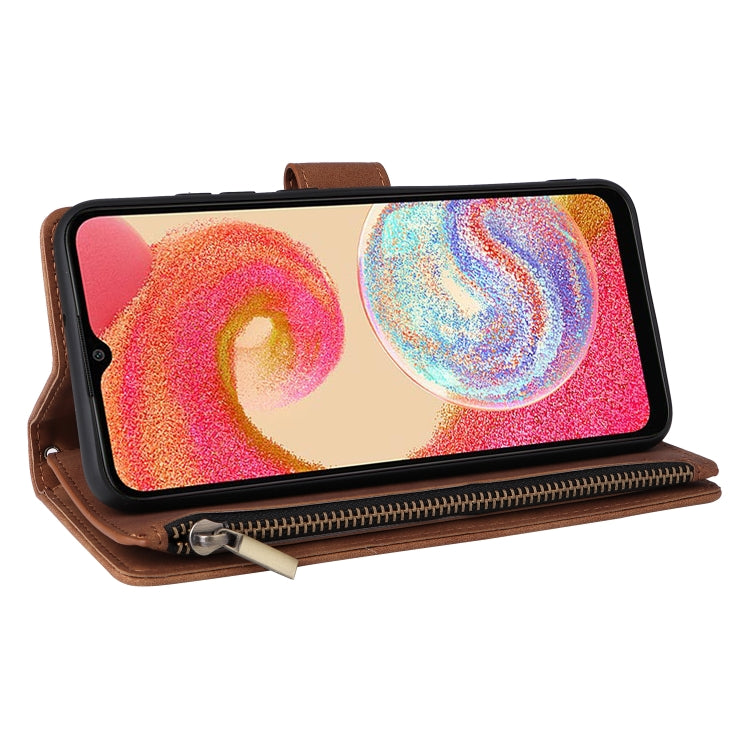 For Samsung Galaxy A04e Multifunctional Frosted Zipper Wallet Leather Phone Case