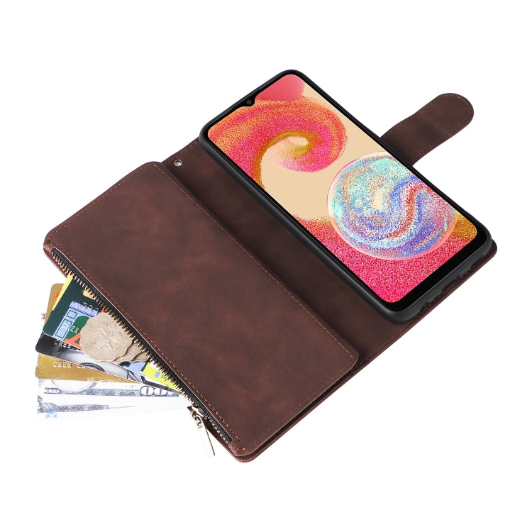 For Samsung Galaxy A04e Multifunctional Frosted Zipper Wallet Leather Phone Case