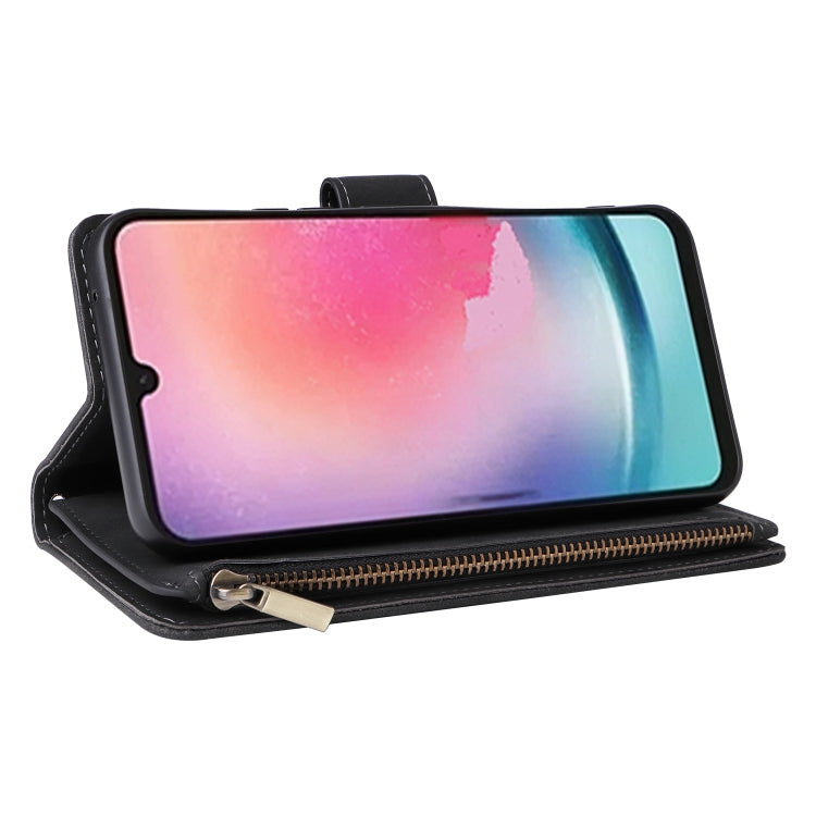 For Samsung Galaxy A24 4G Multifunctional Frosted Zipper Wallet Leather Phone Case