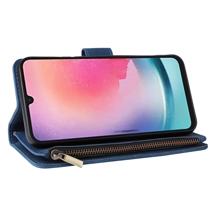 For Samsung Galaxy A24 4G Multifunctional Frosted Zipper Wallet Leather Phone Case