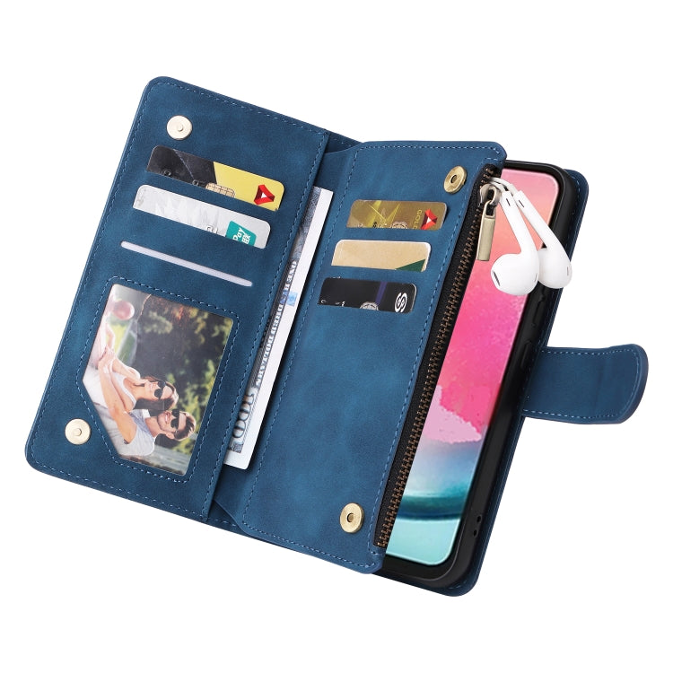 For Samsung Galaxy A24 4G Multifunctional Frosted Zipper Wallet Leather Phone Case