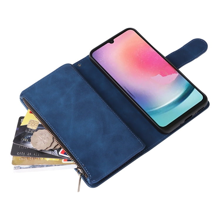 For Samsung Galaxy A24 4G Multifunctional Frosted Zipper Wallet Leather Phone Case