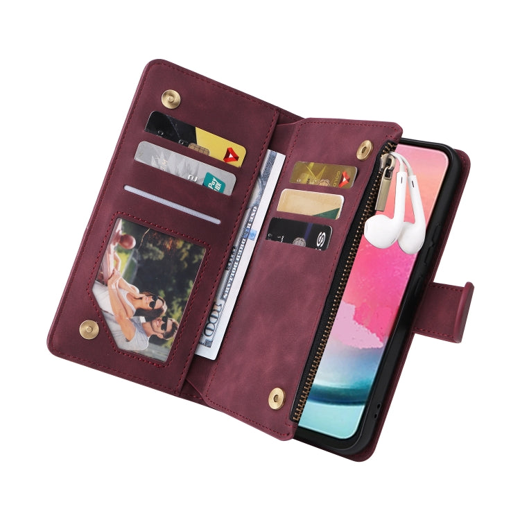 For Samsung Galaxy A24 4G Multifunctional Frosted Zipper Wallet Leather Phone Case