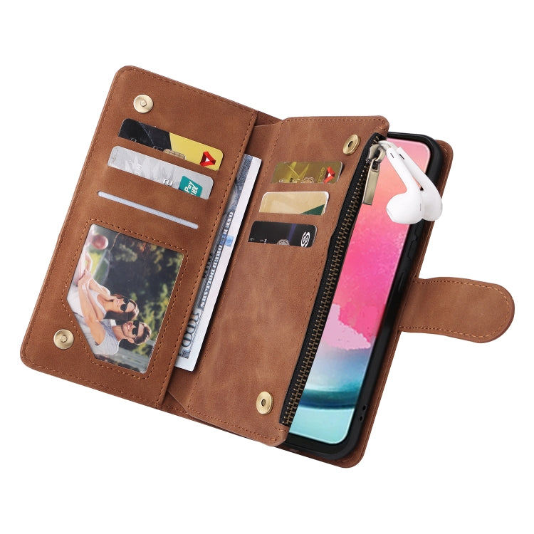 For Samsung Galaxy A24 4G Multifunctional Frosted Zipper Wallet Leather Phone Case